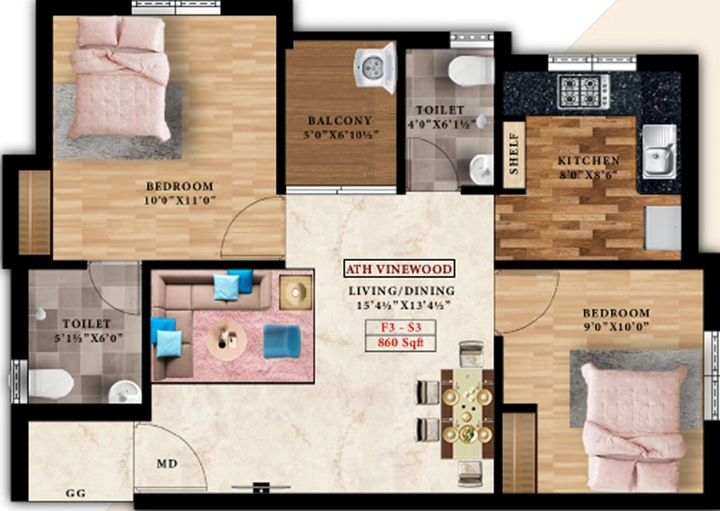2 BHK Flat in ATH Vasantham in Pozhichalur, Chennai - Image 837551