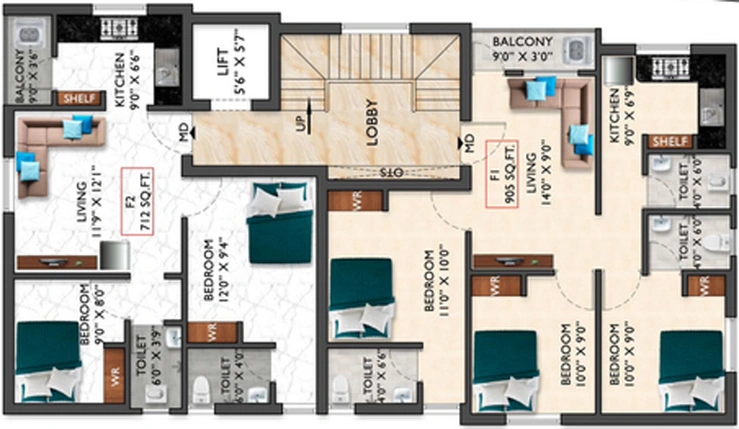Floor Plan of Sri Manisha Green Garden in Anakaputhur, Chennai - Image 245079