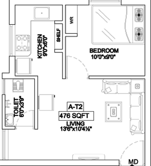1 BHK Flat in Sri Manishaa Rishikesh Phase 2 in Pozhichalur, Chennai - Image 842642