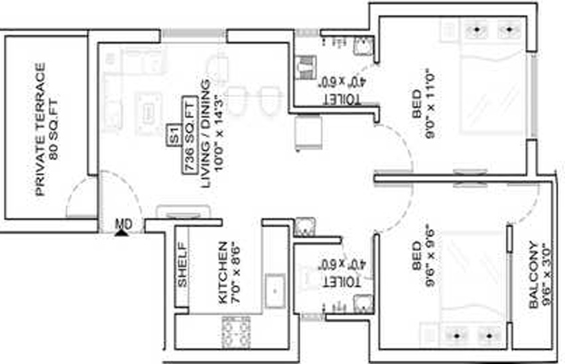 2 BHK Flat in Sri Manishaa Aditya Apartment in Pozhichalur, Chennai - Image 842701