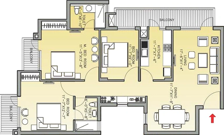 3 BHK Flat in Bestech Park View Residences in Mohali, Chandigarh - Image 837618