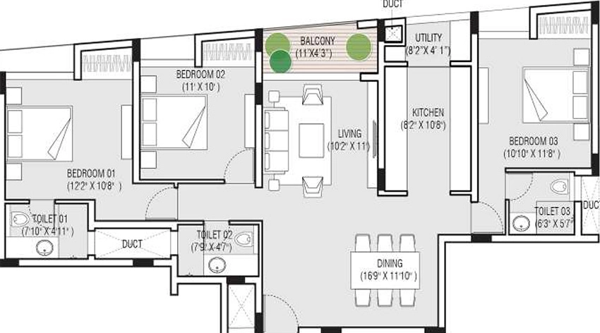 3 BHK Flat in EK Aster in Medavakkam, Chennai - Image 879165