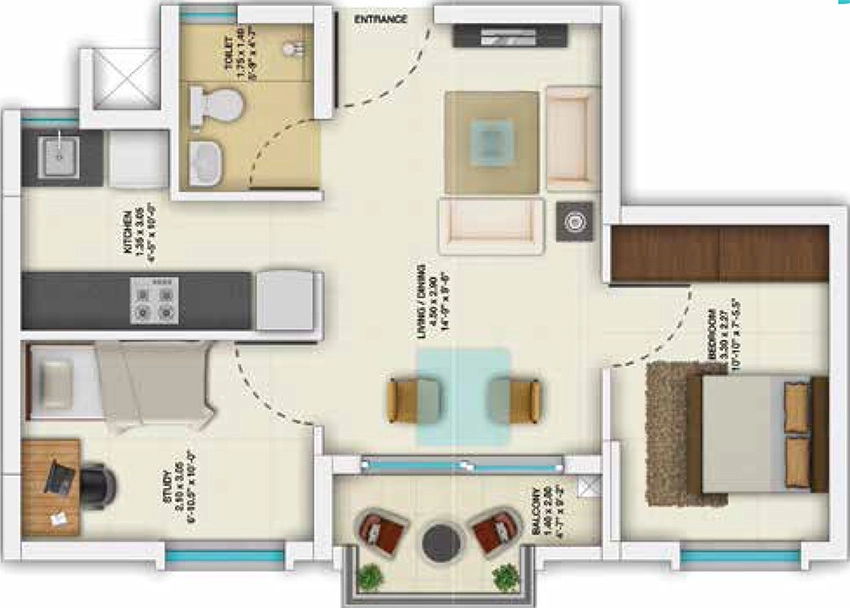 2 BHK Flat in Tata New Haven Ribbon Walk in Mambakkam, Chennai - Image 879790