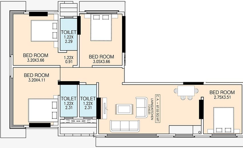 4 BHK Flat in Atharv Rosewood in Vile Parle East, Mumbai - Image 847733