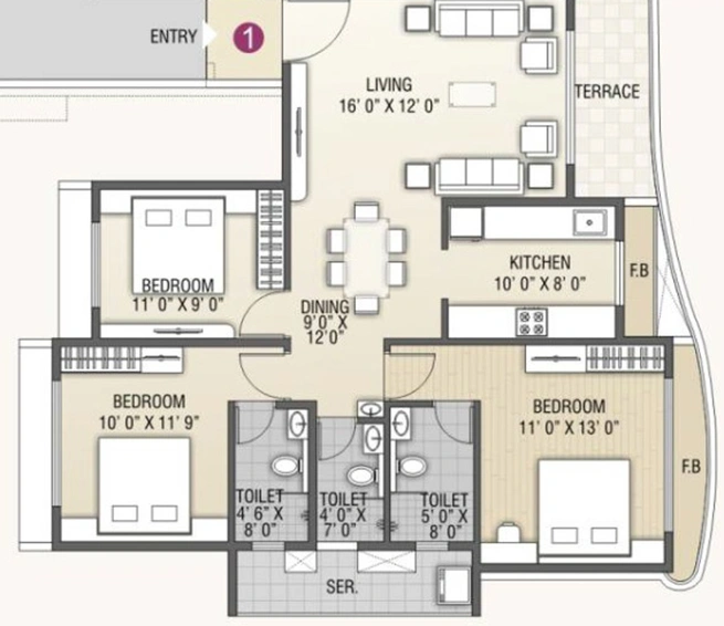 3 BHK Flat in B And M Atlantis in Ghansoli, Navi Mumbai - Image 779620