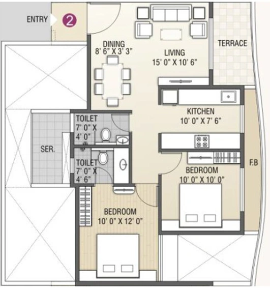 2 BHK Flat in B And M Atlantis in Ghansoli, Navi Mumbai - Image 779616