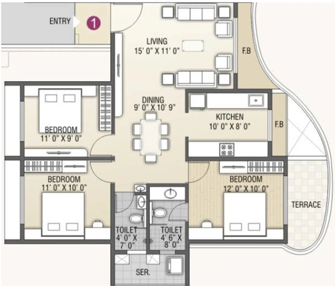 3 BHK Flat in B And M Atlantis in Ghansoli, Navi Mumbai - Image 779619