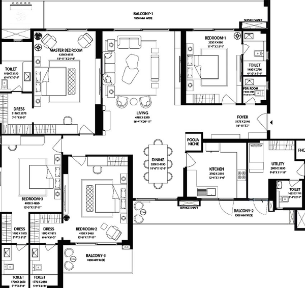 4 BHK Flat in Experion Windchants in Sector 112, Gurgaon - Image 837875
