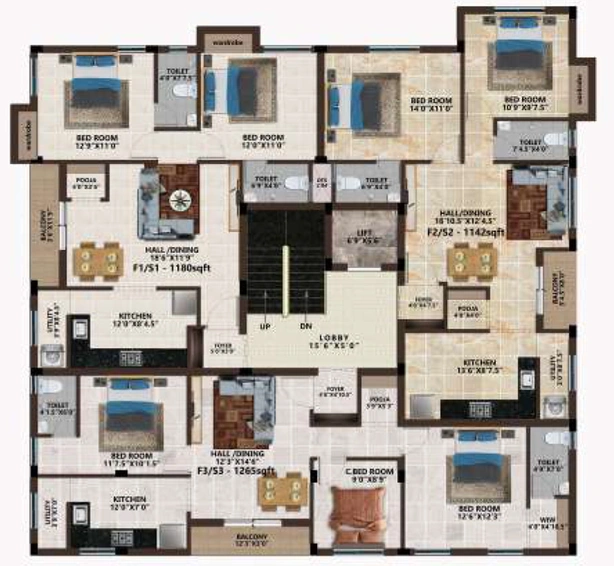 Floor Plan of MP Grandeur in Sembakkam, Chennai - Image 237363