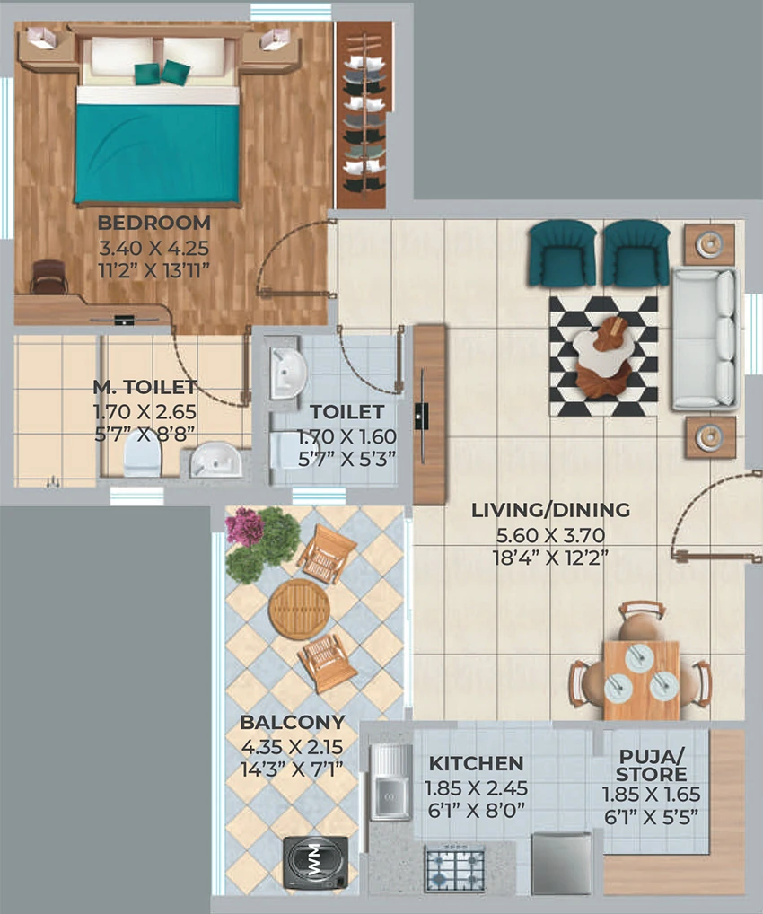 1 BHK Flat in Ashiana Vatsalya in Mahindra World City, Chennai - Image 883122