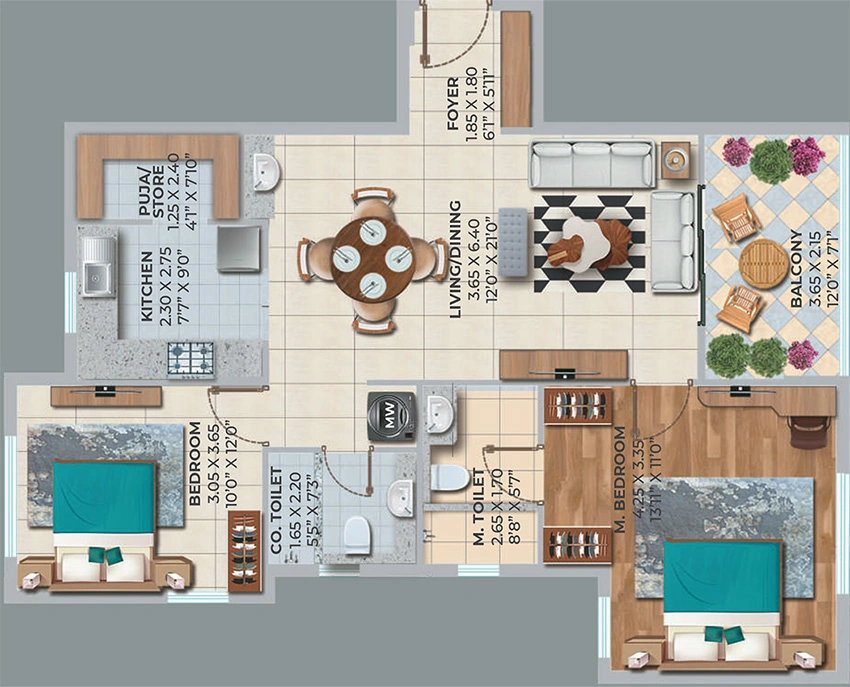 2 BHK Flat in Ashiana Vatsalya in Mahindra World City, Chennai - Image 883123