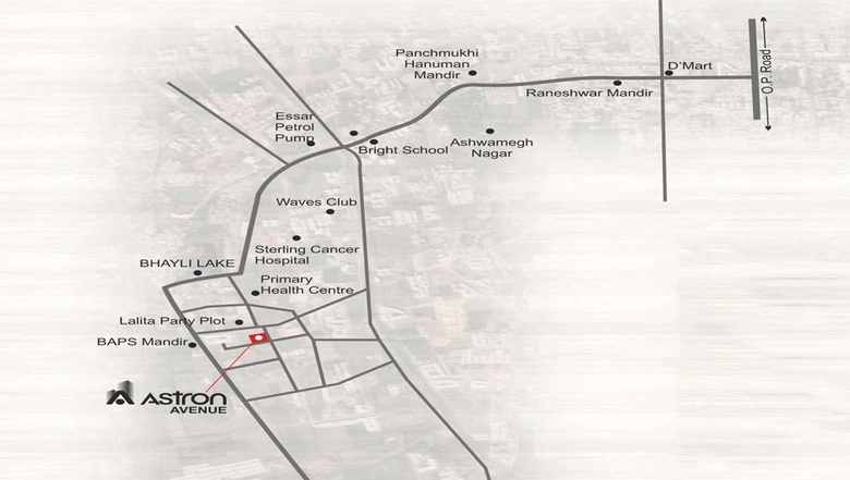 Location of Shashvat Astron Avenue in Bhayli Road, Vadodara - Image 128208