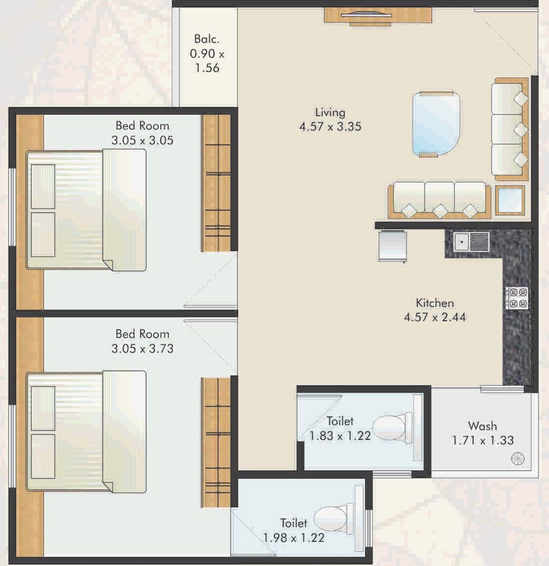 2 BHK Flat in Shreeji Sharnam Icon in Madhavpura, Vadodara - Image 801542