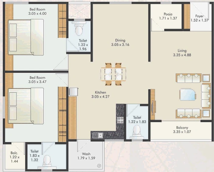 3 BHK Flat in Shreeji Sharnam Icon in Madhavpura, Vadodara - Image 801543