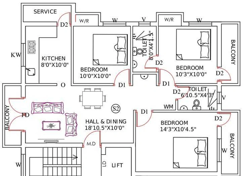 3 BHK Flat in Sree Guru Raghavendra in Kolathur, Chennai - Image 842497