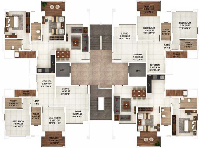 Floor Plan of Kumar Piccadilly in Wakad, Pune - Image 24157