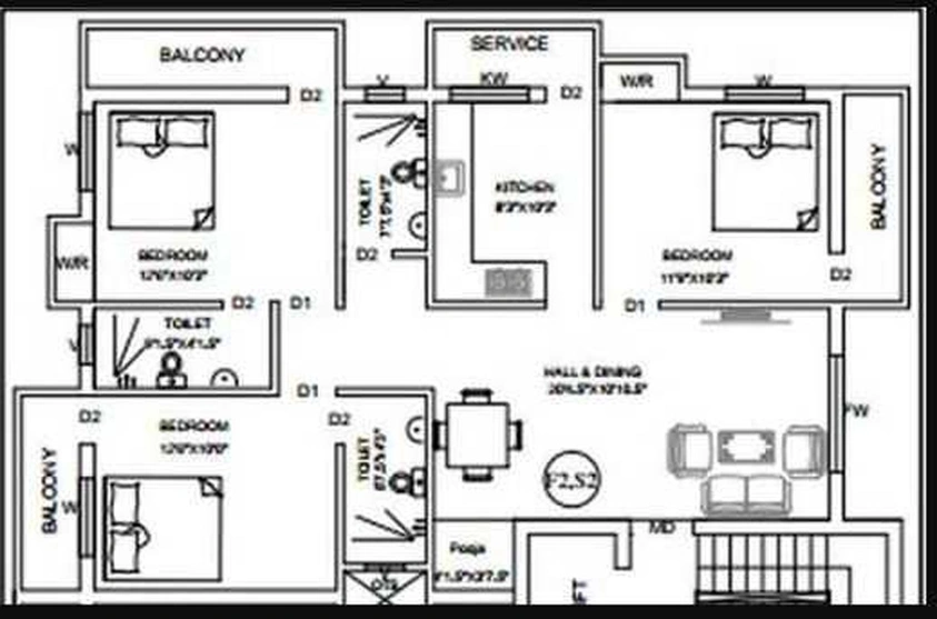 3 BHK Flat in Sree Guru Adithyaa in Pallikaranai, Chennai - Image 842502