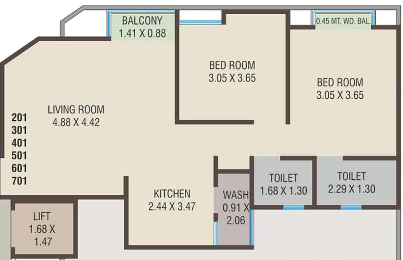 2 BHK Flat in Kanha Dreamland in Kendranagar, Vadodara - Image 801547