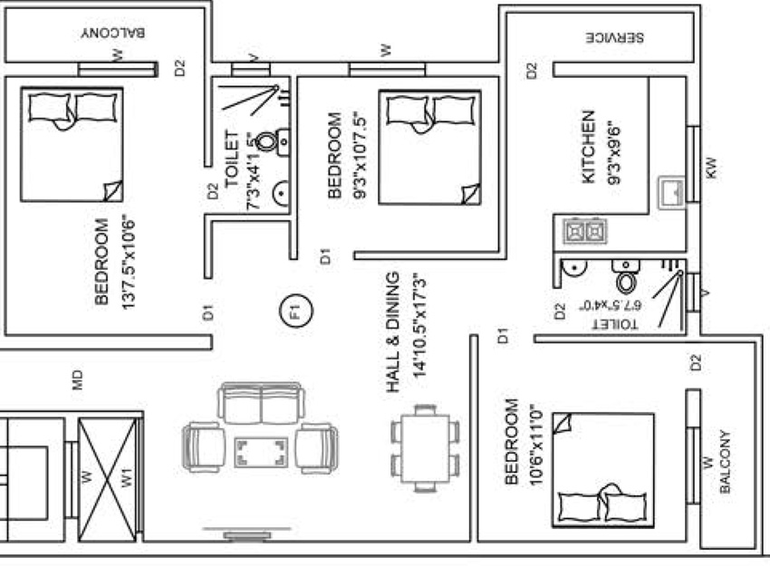 3 BHK Flat in Sree Guru Mithra in Kolathur, Chennai - Image 842507