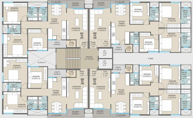 Floor Plan of Santram Glade Aroma in Kareli Baug, Vadodara - Image 128783
