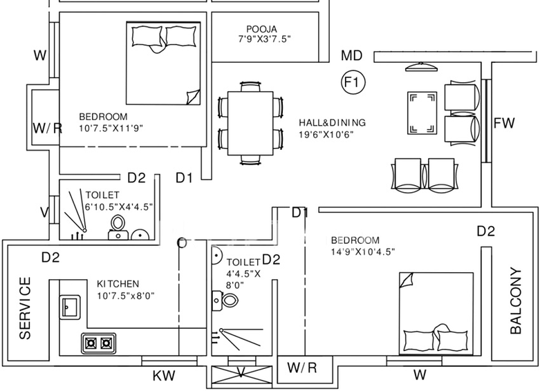 2 BHK Flat in Sree Guru Aishwarya in Pallikaranai, Chennai - Image 842511
