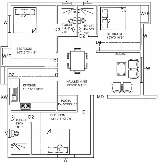 3 BHK Flat in Sree Guru Aishwarya in Pallikaranai, Chennai - Image 842512