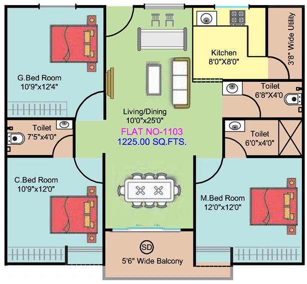 3 BHK Flat in Janapriya Classic Homes in Moti Nagar, Hyderabad - Image 781483