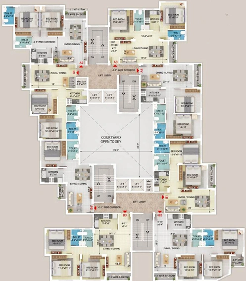 Floor Plan of S Raheja Pure Sonnet in Sonarpur, Kolkata - Image 232812