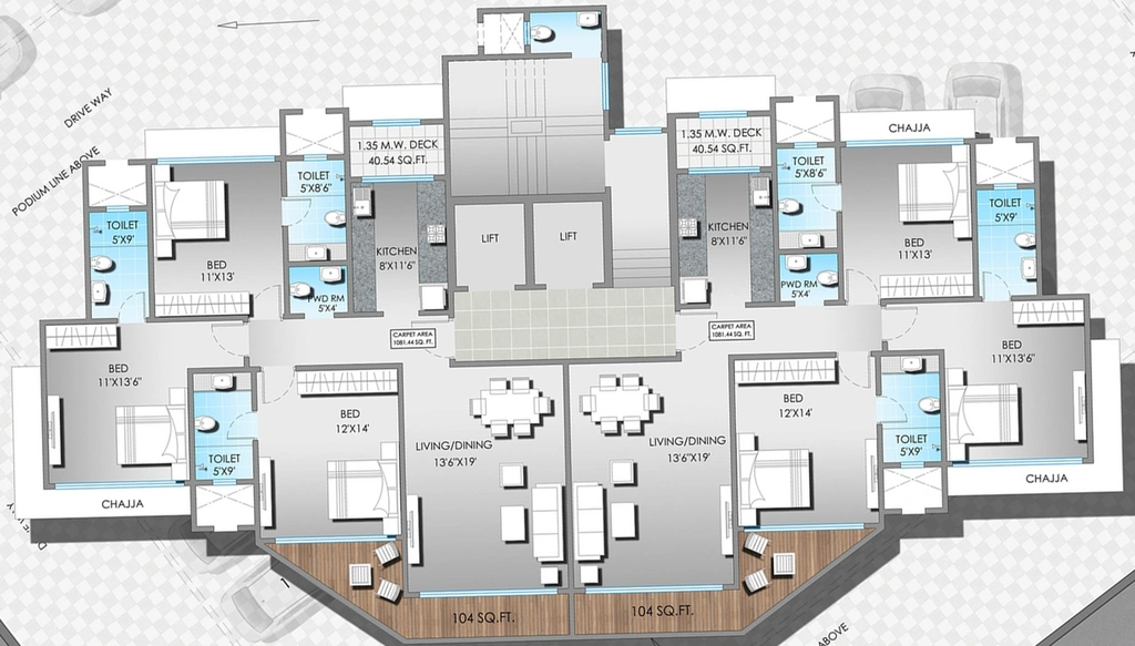 Floor Plan of S Raheja Sapphire in Santacruz West, Mumbai - Image 305123