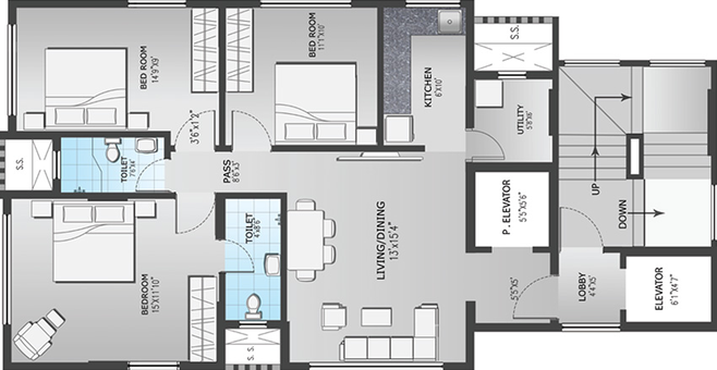 3 BHK Flat in S Raheja Hari Bhavan in Khar West, Mumbai - Image 863762