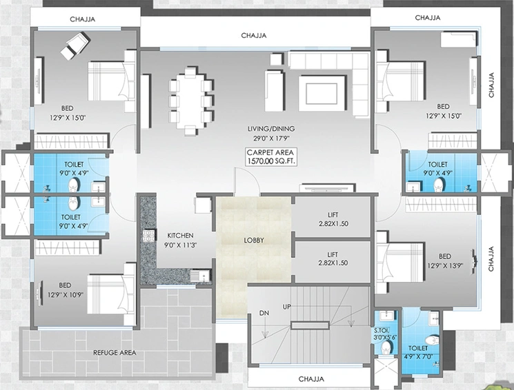 4 BHK Flat in S Raheja Shree Pooja in Juhu, Mumbai - Image 863774