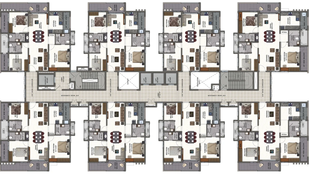 Floor Plan of Janapriya Y Junction in Moosapet, Hyderabad - Image 123532