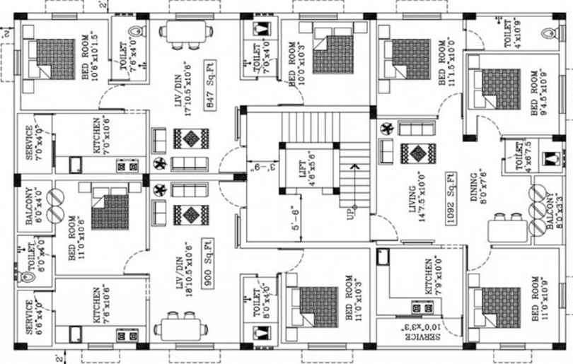 Floor Plan of Vishnu Thirumalai Flats in Medavakkam, Chennai - Image 268077