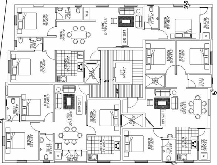 Floor Plan of Vishnu Lakshmi Kubera Flats in Medavakkam, Chennai - Image 268292