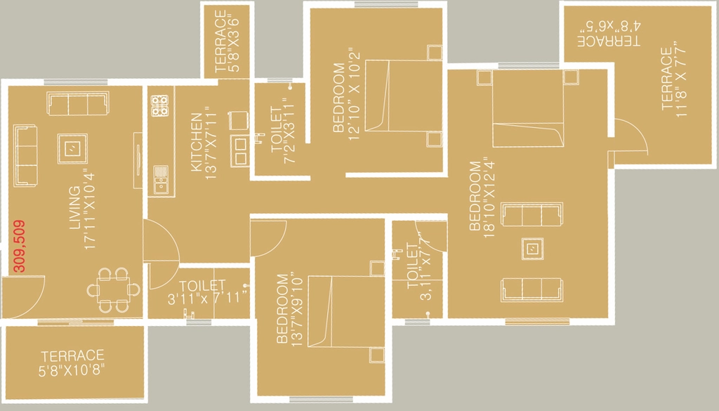 3 BHK Flat in Marne Maithili Empire in Ravet, Pune - Image 888721