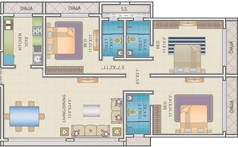 3 BHK Flat in AP Kool Breeze in Khar West, Mumbai - Image 847567