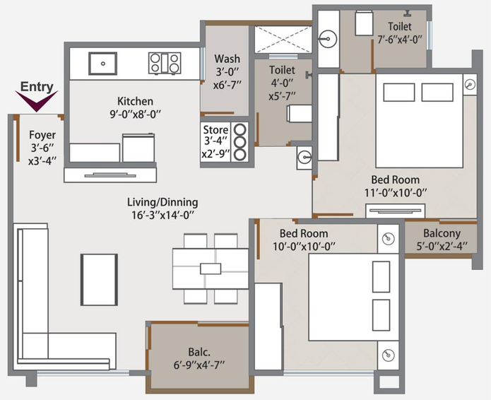 2 BHK Flat in Shivam Neelkanth Palms in Atladara, Vadodara - Image 801596