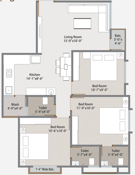 3 BHK Flat in Shivam Neelkanth Palms in Atladara, Vadodara - Image 801597