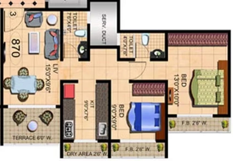 2 BHK Flat in Mehta Amrut Heaven in Kalyan West, Thane - Image 841041
