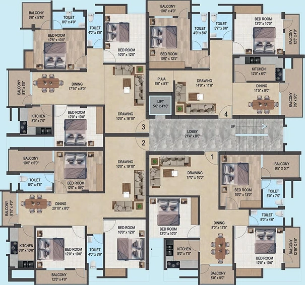 Floor Plan of Arpan Palash in Rani Bagan, Ranchi - Image 260908