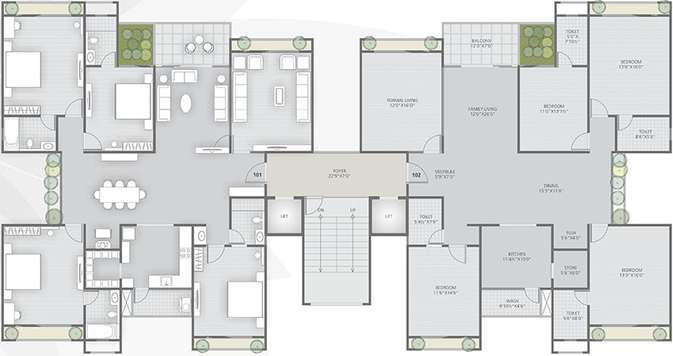 Floor Plan of Ratna Paradise in Vaishnodevi Circle, Ahmedabad - Image 266481