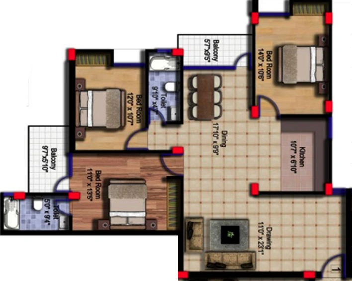 3 BHK Flat in Morias Shyama Residency in Bariatu, Ranchi - Image 849599