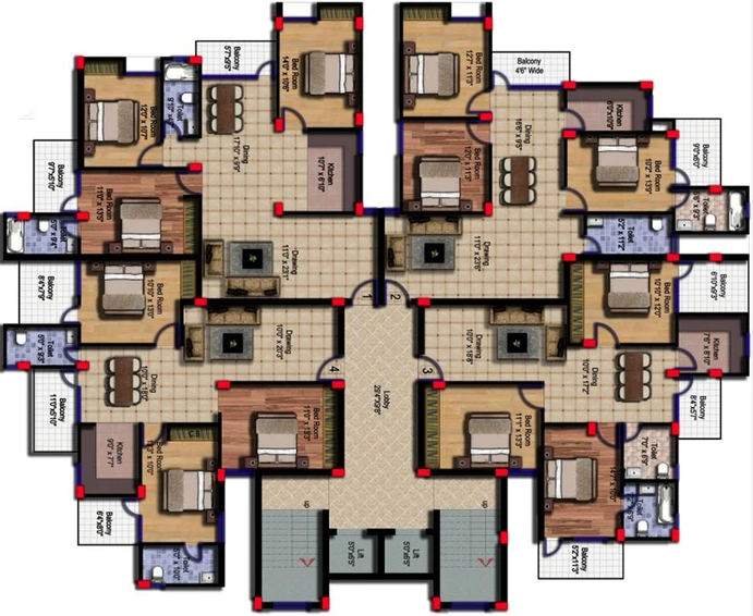 Floor Plan of Morias Shyama Residency in Bariatu, Ranchi - Image 261200