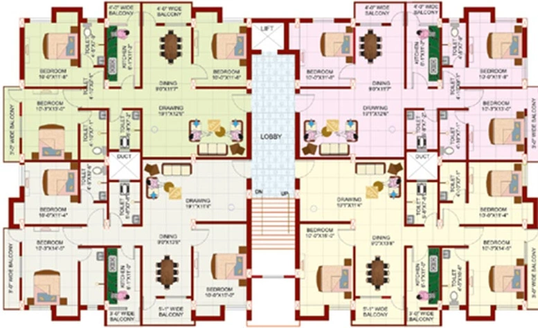 Floor Plan of Adharshila West Wind in Hehal, Ranchi - Image 260874
