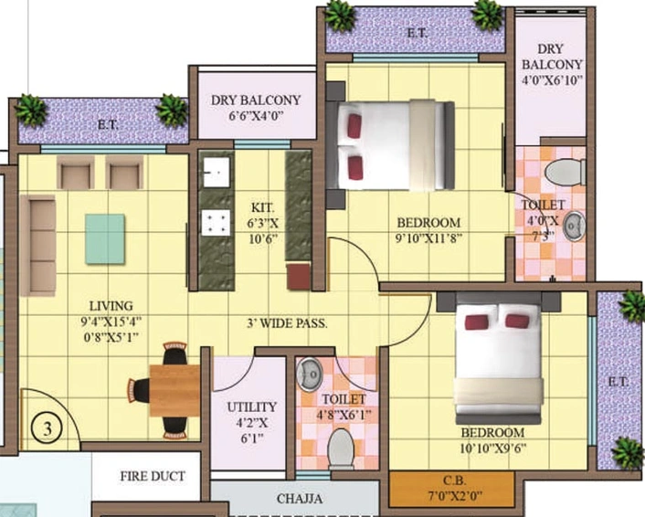2 BHK Flat in Puneet Kanchanganga in Thane West, Thane - Image 843703