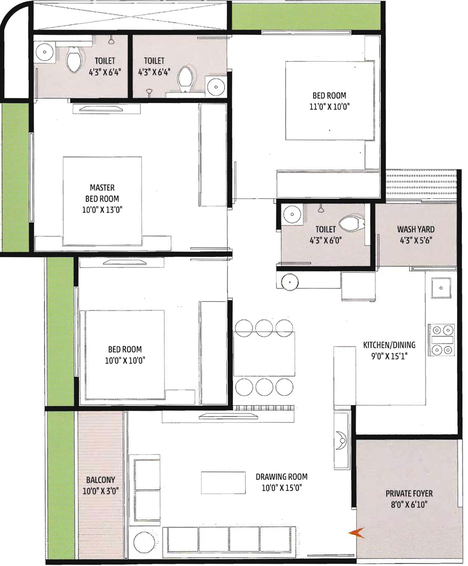 3 BHK Flat in Aaditya One in Bopal, Ahmedabad - Image 781942