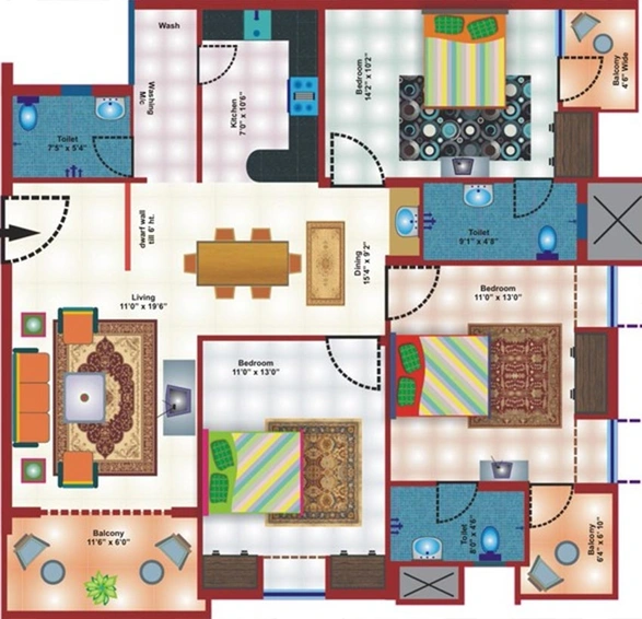 3 BHK Flat in Estate Esquire 2 in Bariatu, Ranchi - Image 849556
