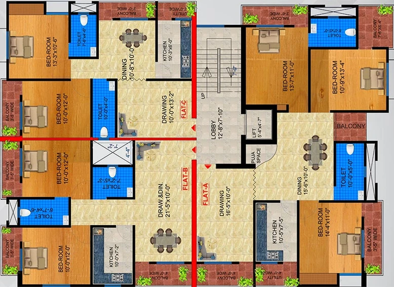 Floor Plan of Kinetic Santwana Residency in Bariatu, Ranchi - Image 261168