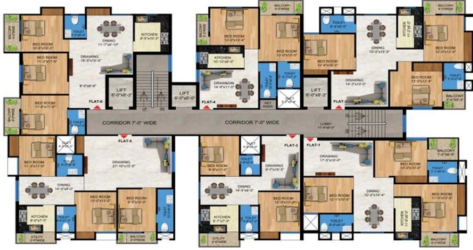 Floor Plan of M Tech Skyway Residency in Bariatu, Ranchi - Image 259471