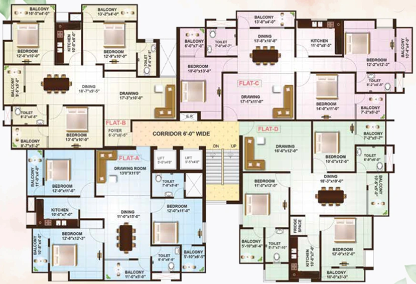 Floor Plan of M Tech Yasin Enclave in Bariatu, Ranchi - Image 259477